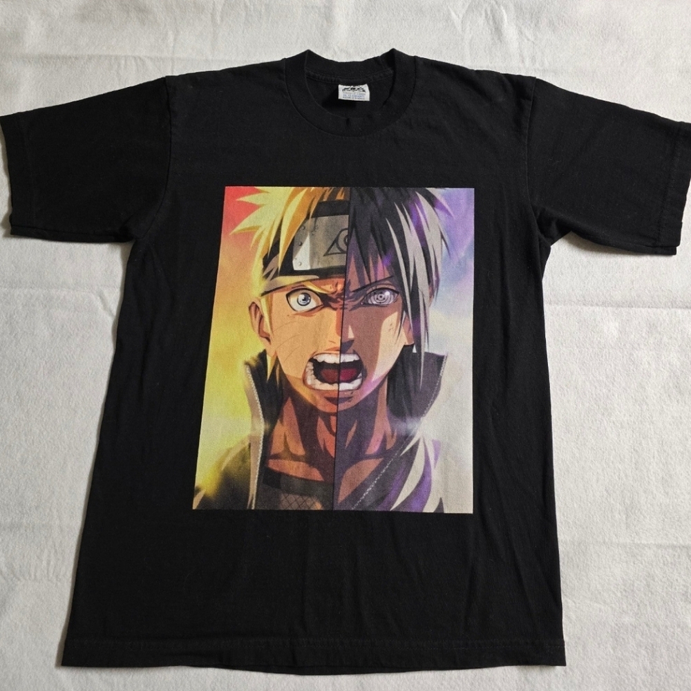 Naruto and Sasuke Black Cotton Shirt Size Large
